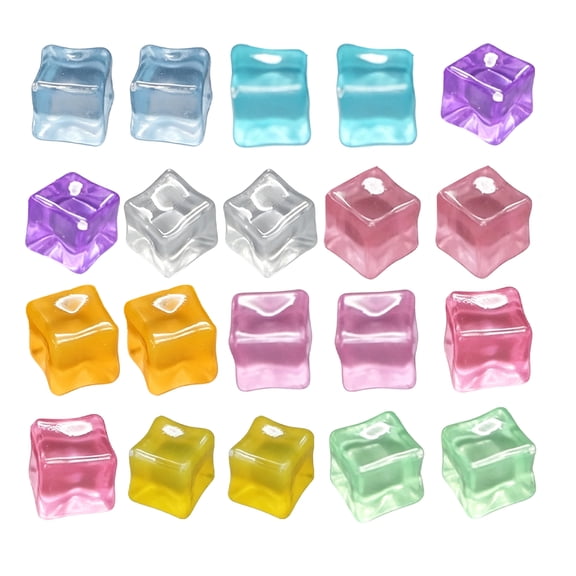 20-Pack Light Up Simulated Ice Cubes with Glowing Effect, 0.55 Inch, Multicolor, for Party Table Decorations, Led Decorations