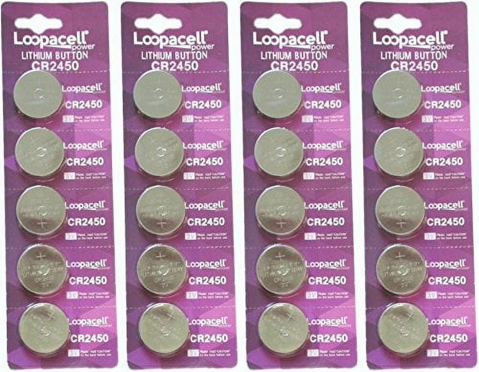 20 Pack Lithium Coin Battery - 3 Volt - For Keyless Entry and Remote Controls - CR2450 Size - Loopacell Brand