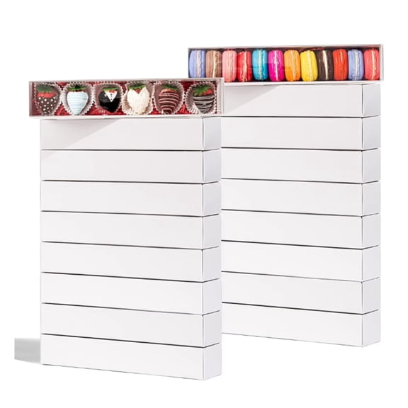 20 Pack Macaron Boxes with Window, 7.3 x 2 x 2 Inch Macaron Packaging Containers Holds 10 to 12 Pieces, Small Cookie, Candy and Truffle Boxes for Gift Giving