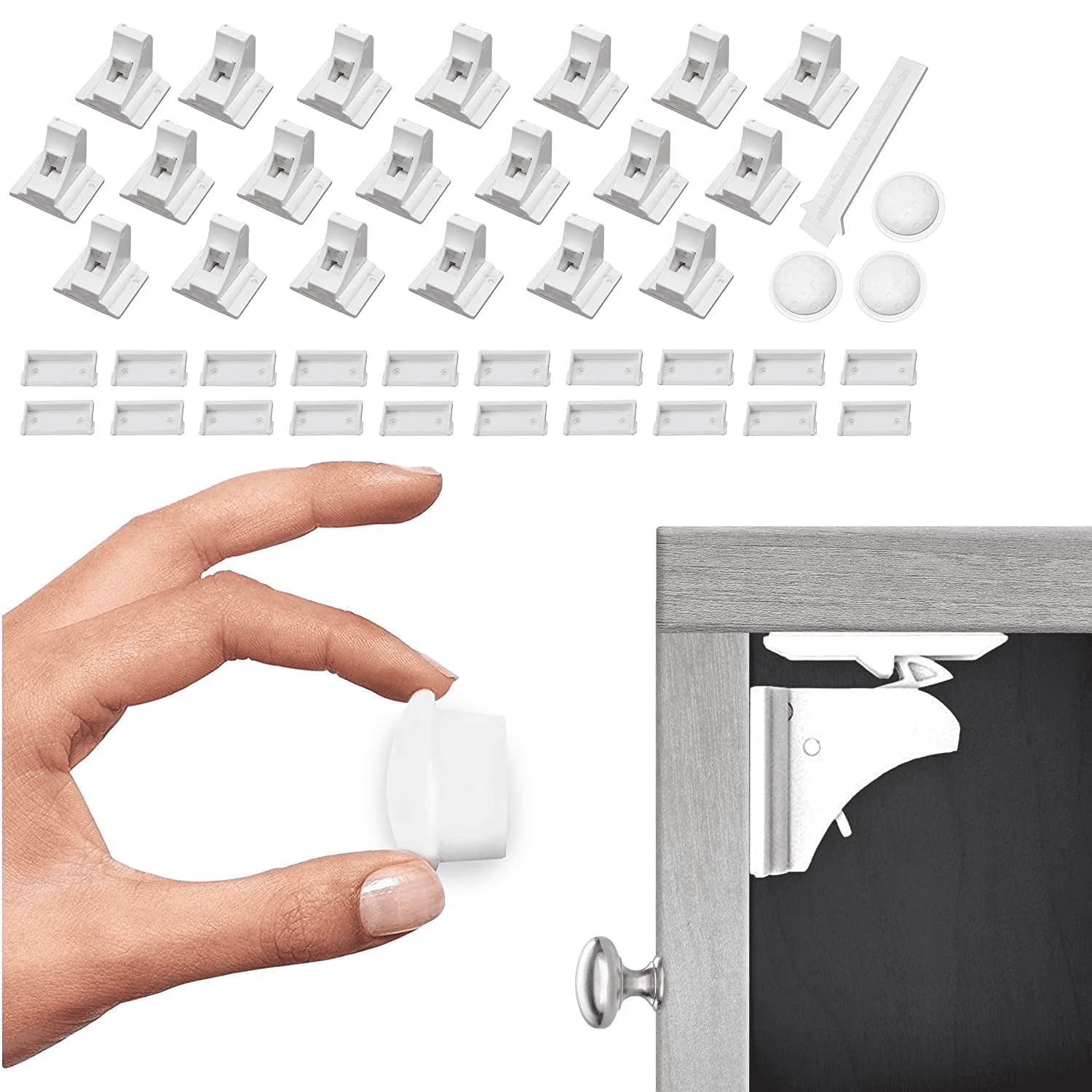 20 Pack Magnetic Cabinet Locks Baby Proofing Children Proof Cupboard Drawers Latches - Easy Installation