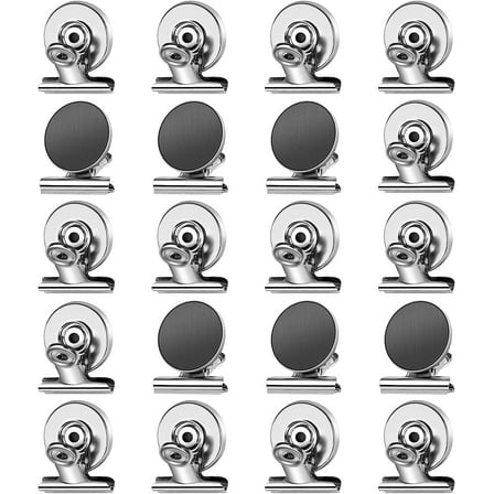 20 Pack Magnetic Clips Fridge Magnets, Heavy Duty Refrigerator Magnet Clips Whiteboard Magnet Clips, Strong Clips Magnets Scratch Free Metal Magnet Clips for Fridge, Whiteboard, Kitchen, Office