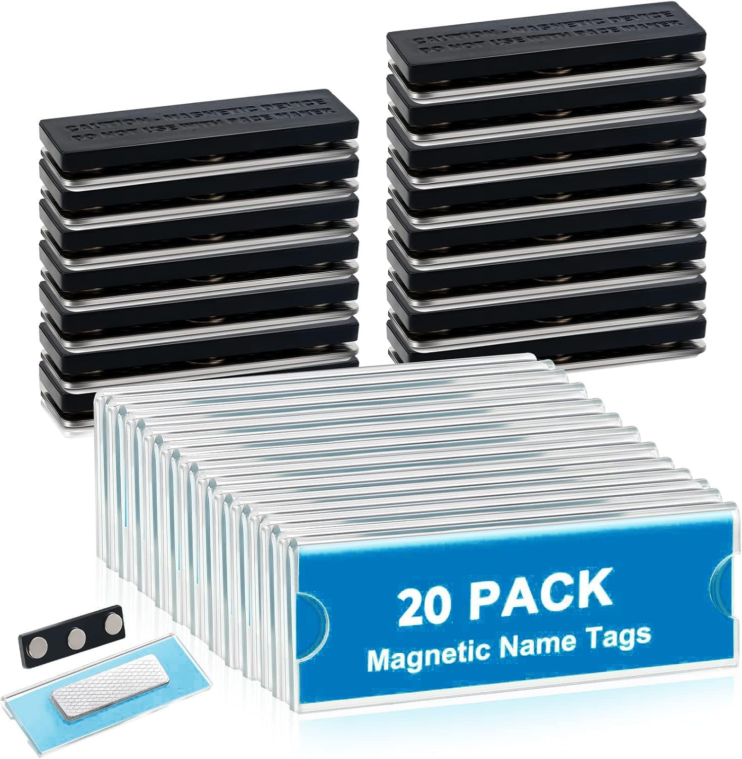 20 Pack Magnetic Name Tags Kit, 1.2