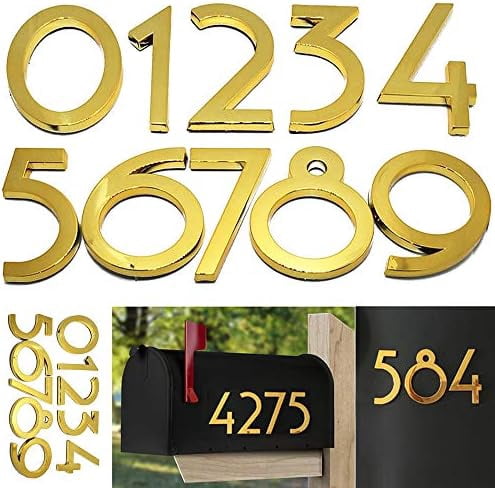 20 Pack Mailbox Numbers 0-9, 2.76 Inch High, Door Address Numbers Stickers for Apartment, House, Room, Office, Cars, Trucks, Gold Plating Process Number Sign