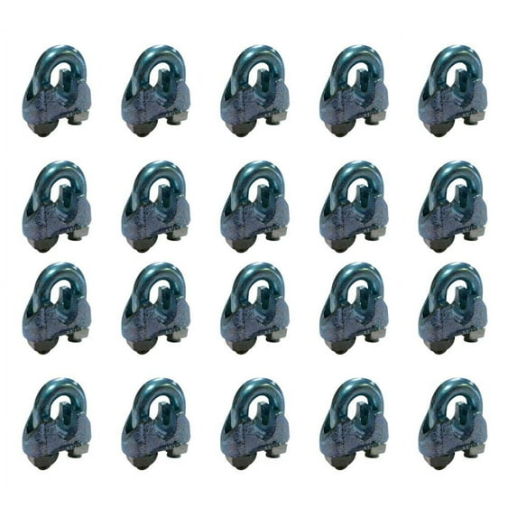 (20 Pack) Malleable Wire Rope Clips 3/8", Wire Rope Turn Back 9.50"