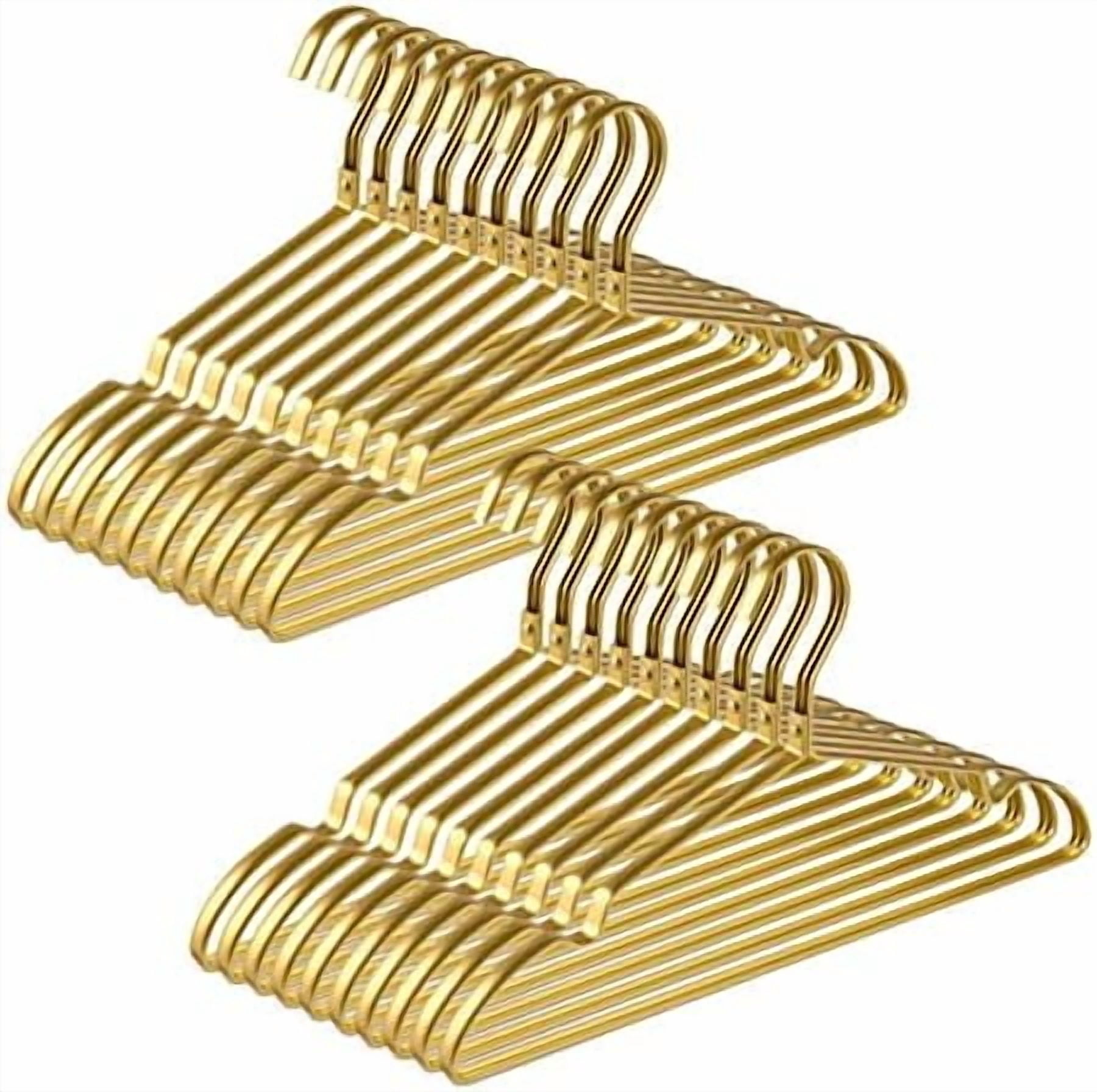 Premium Matte Gold Aluminum Coat Hangers, Extra Smooth & Durable Metal Shirt Dress Hanger, Light & Sturdy Metal Rack for Jacket Trouser Pant Slack