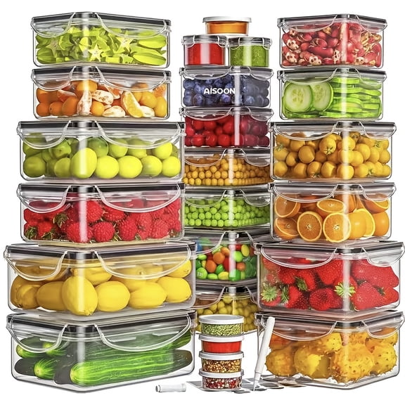 20-Pack Meal Prep Food Storage Containers with Easy-Lock Lids, BPA-Free Microwave Safe, Stackable Organizer, Labeling Kit Included, Ideal for Kitchen & Xmas Gift