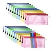 20 Pack Mesh Zipper Pouch Pencil Pouch Makeup Bag Bill Bag, 5 Colors Waterproof Small Pencil Case Bag with Zipper Multipurpose for Cosmetic School Office Supplies,Travel Accessories(9.5 x 4.5 Inch)