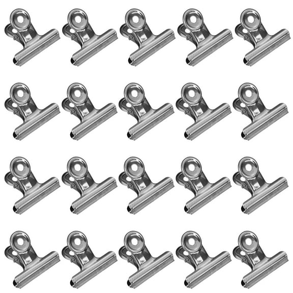 20 Pack Metal Clips for Corkboard, Heavy Duty Bulldog Clips for Hanging Pictures, Small Hinge Clips for Photos Crafts, Mini Binder Clips Paper File Clamps for Office, 1.96 Inches