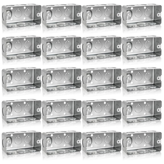 20 Pack Metal Electrical Box, 4" x 2" Utility Electrical Box, 1-7/8" Depth Handy Box, Raised Ground,13 Cu. in. Capacity Square Electrical Junction Box, Galvanized Steel