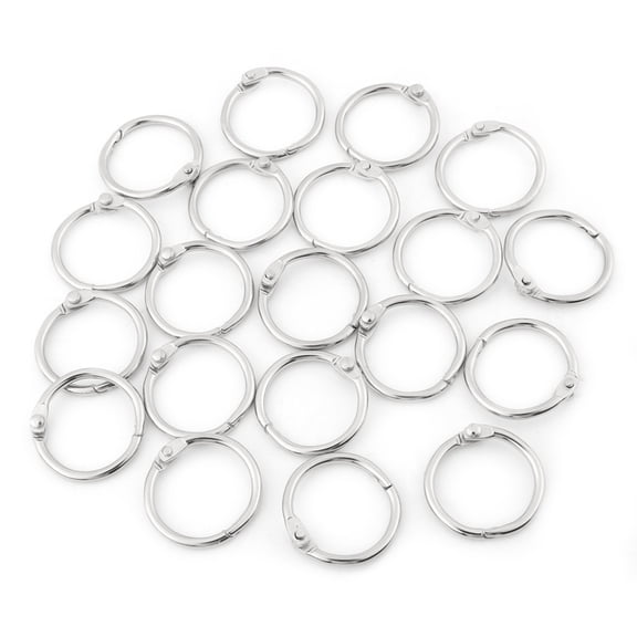 20 Pack Metal Hinged Book Binder Rings Loose Leaf Clip Key Rings 1 in / 2.54 cm