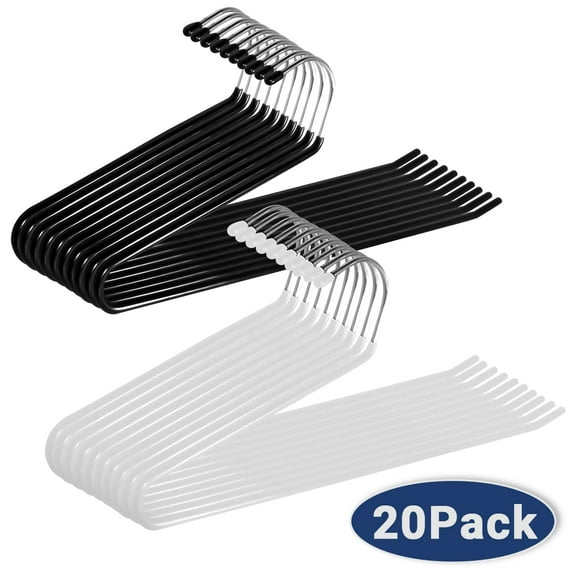 20 Pack Metal Pants Hangers, Open Ended Non Slip Design for Jeans and Trousers, Space Saving Closet Organizer for Scarves Ties Towels for Men and Women