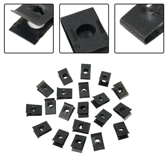 20-Pack Metal U-Type Clips for Car Bumper Mudguard Trim Panel Fastener, 17mm X 10.5mm, Fits M5 Screws, Universal for Cars, Motorcycles, Trucks