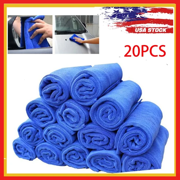 20 Pack Microfiber Cleaning Cloth No-Scratch Rag Car Polishing Detailing Towel