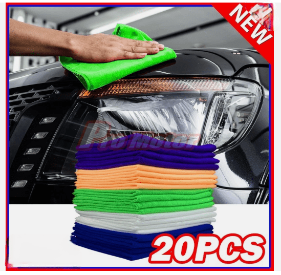 20-Pack Microfiber Cleaning Cloths – Soft No-Scratch Rags for Car Polishing & Detailing