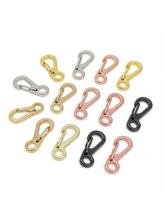 Mini Snap Hook Carabiners 20-Pack, High-Strength Aluminum Alloy Tiny Buckles for Keys, Backpacks and Outdoor Accessories, Assorted Metallic Colors (Black, Gold, Silver, Rose Gold)