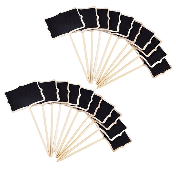 "20 Pack Mini Chalkboards with Stakes, Wood Blackboard Message Sign Board Place Cards for Weddings"