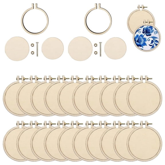 20 Pack Mini Embroidery Hoop Wooden Round Crossing Hoop Wood Hoops Display Frame Circl y22099