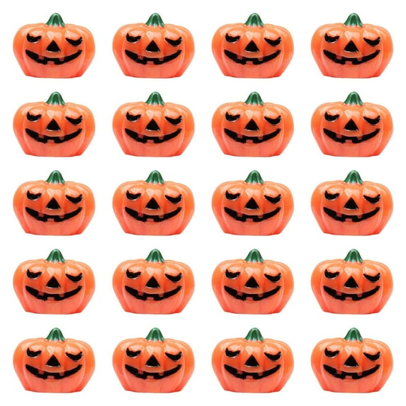 20 Pack Mini Pumpkin Statues Halloween Decor Resin Construction for Home Fairy Garden Indoor Outdoor Scene