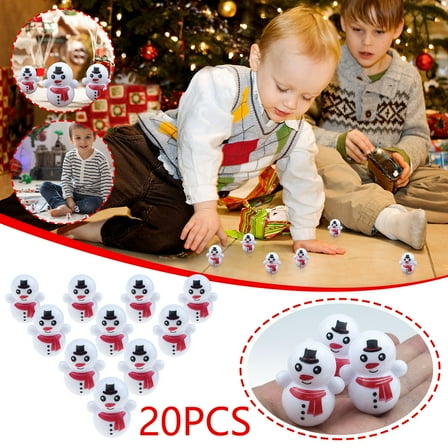 ​20-Pack Mini Snowman Wobble Toys - 1.4" Plastic Animated Figures, Christmas Party Favors White