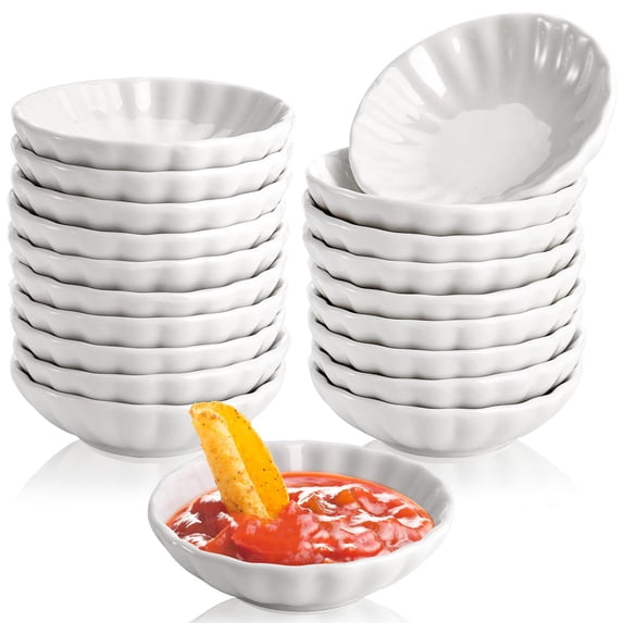 Mini Inch Pinch 20 Pack Mini Soy Sauce Dish Ceramic Pinch Bowl 2.9 Inch 1 Oz Porcelain ...