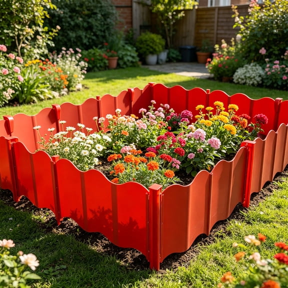 20-Pack Modular Plastic Garden Fence with 10 Ground Stakes - No Dig Landscape Border Barrier, Outdoor Edging Fence for Yard, Flower Beds & Walkway