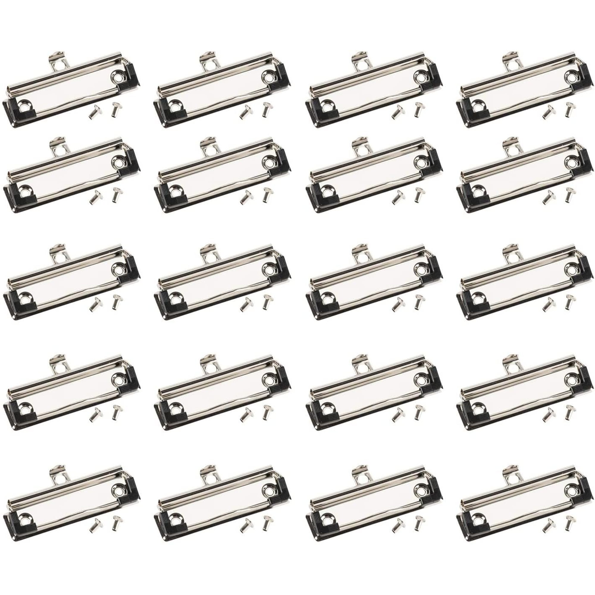 20-Pack Mountable Clipboard Clips with Screws - 4 inch Metal Clamp
