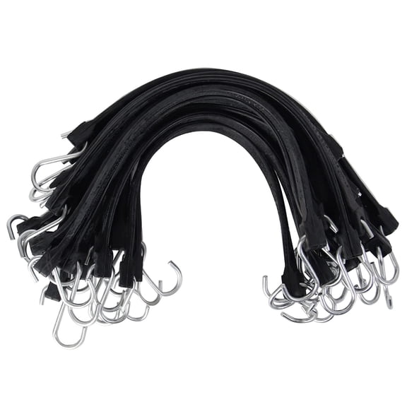 20 Pack Multiple Size Natural Rubber Tarp Bungee Straps Tie Down Cords with S Hooks Heavy Duty Ideal EPDM Bungee Cords for Outdoor, Tarp Covers, Canvas Canopies and Cargo