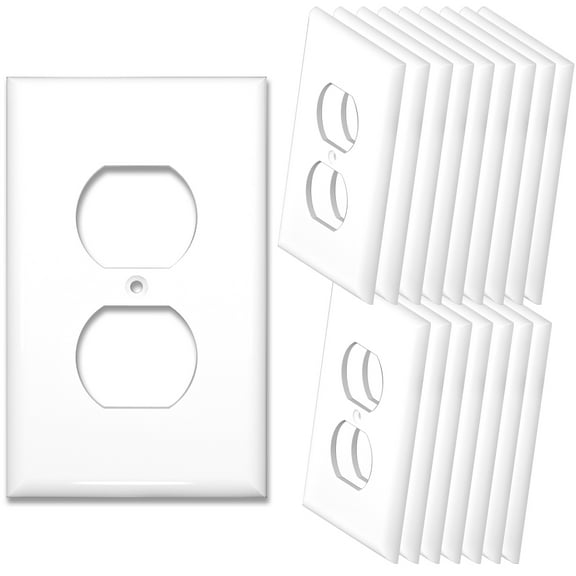 [20 Pack] NEU 1-Gang Duplex Receptacle Outlet Switch Cover Mid-Size Wall Plates, 3" x 4.75", Unbreakable Polycarbonate Thermoplastic, Glossy White
