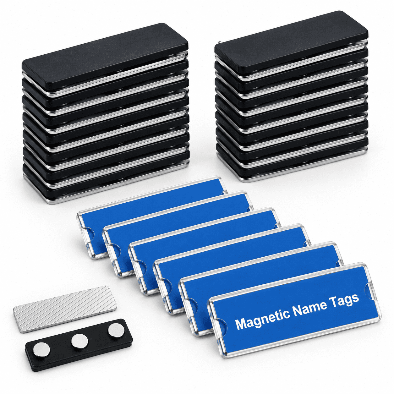 Tag For Manager 20 Pack Name Tag and Badge Holder Kit with Magnetic Backs and Blank ...