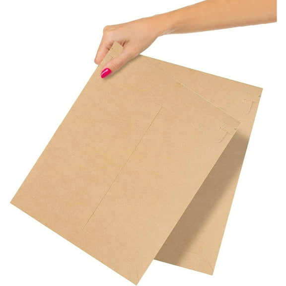 20 Pack Natural Brown Paperboard Rigid Mailers 9.75" x 12.25" Self-Seal Stay Flat Envelopes /w Pull-Tab Tear Strip