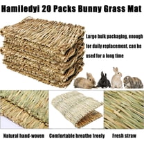 20 Pack Natural Straw Woven Mat for Small Pets - Chewable Bedding & Toy for Rabbit, Guinea , Hamster