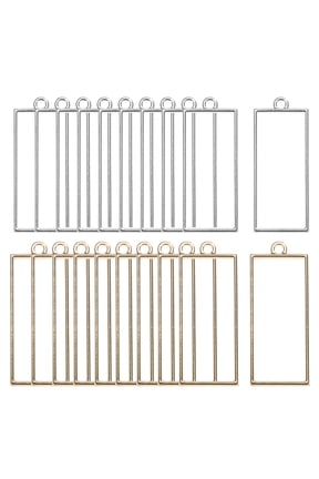 20-Pack Open Bezels for Resin, Rectangle Open Back Bezel Pendants for Resin Jewelry Making/DIY Earrings Necklace, Alloy Hollow Frame Pendants [2 Colors]