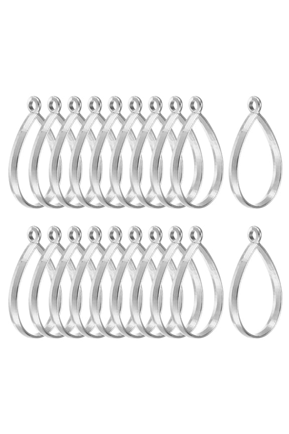 20-Pack Open Bezels for Resin, Teardrop Shape Open Back Bezel Pendants for Resin Jewelry Making/DIY Earrings Necklace, Alloy Hollow Frame Pendants [Silver Tone]