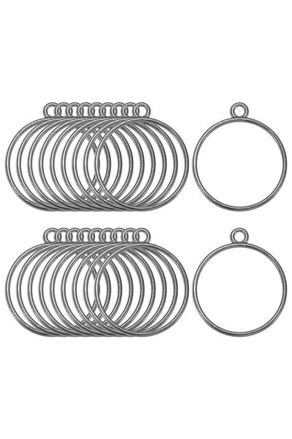 20-Pack Open Bezels for Resin, Round Open Back Bezel Pendants for Resin Jewelry Making/DIY Earrings Necklace, Alloy Hollow Frame Pendants [Black]