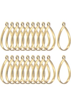 20-Pack Open Bezels for Resin, Teardrop Shape Back Bezel Pendants Resin Jewelry Making/DIY Earrings Necklace, Alloy Hollow Frame [Gold Tone]