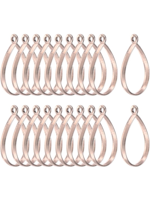 20-Pack Open Bezels for Resin, Teardrop Shape Back Bezel Pendants Resin Jewelry Making/DIY Earrings Necklace, Alloy Hollow Frame [Rose Gold]