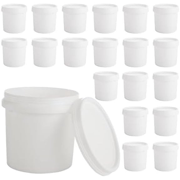 20 Pack Paint Buckets for Painting Empty Paint Cans Quart Plastic Paint Containers with Lids 2 Pint Plastic Paint Can 1/4 Gallon Paint Pail Small Paint Storage Containers for Leftover Paint