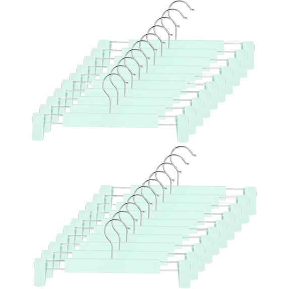 20 Pack Pants Hangers with Clips, 12 Inch Plastic Skirt Hangers, Non Slip Adjustable Clips for Pants, Jeans, Shorts - Up to 6 lbs Capacity Closet Hangers