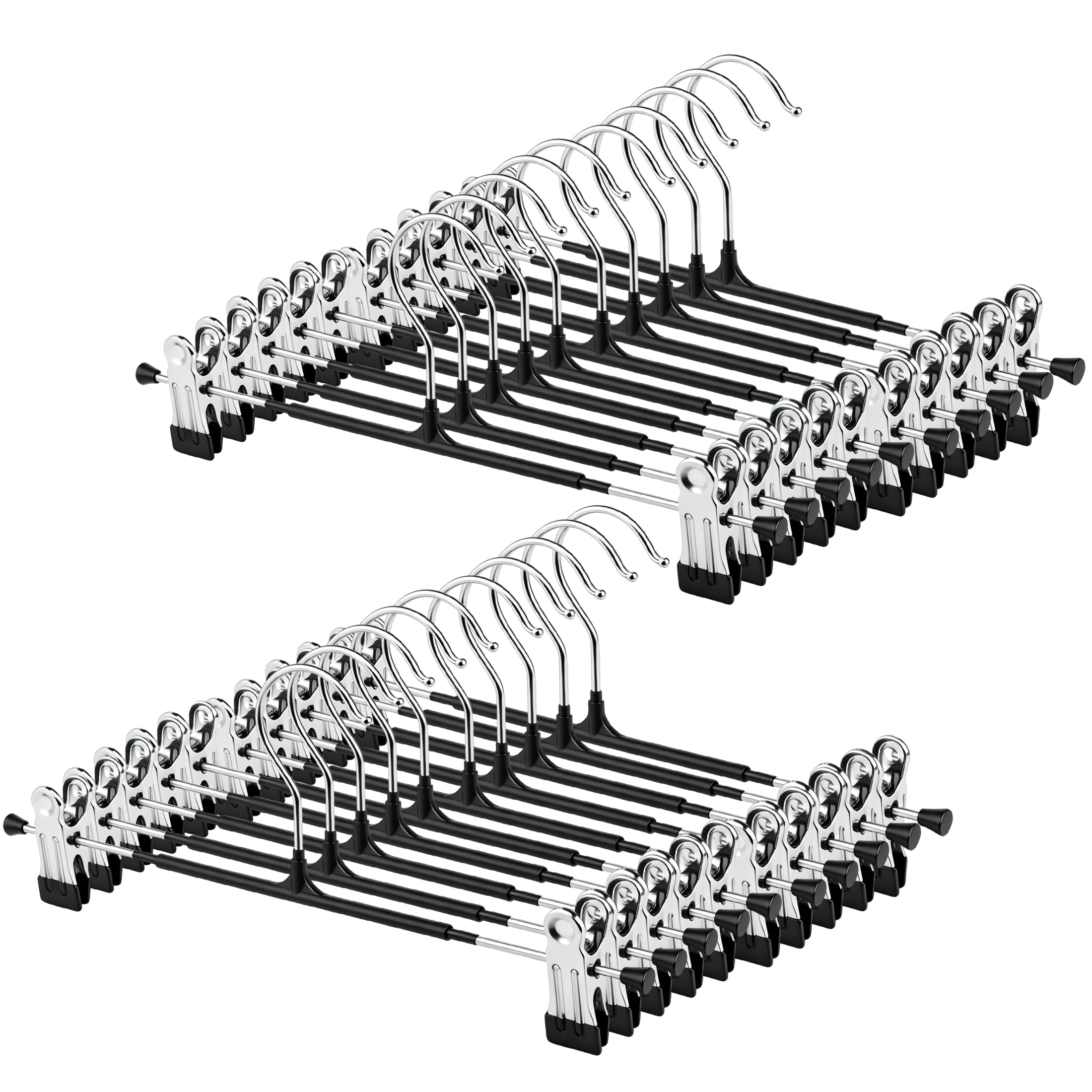 GARITIN Pants Hangers, 20 Pack Non-Slip Stainless Steel Adjustable Clip Hangers, Space Saving Clothes Hangers for Jeans, Skirts, Shorts