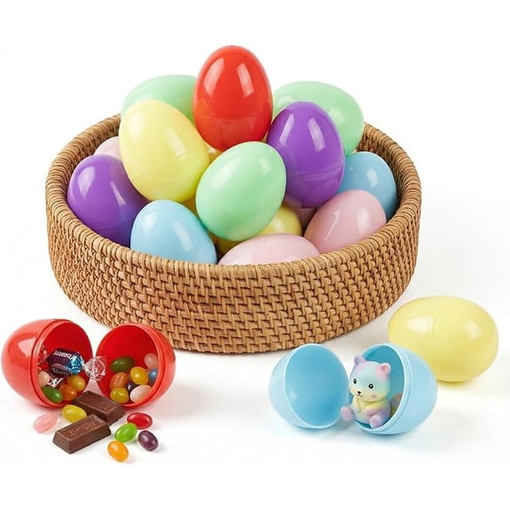 20 Pack Pastel Easter Eggs, Plastic Fillable Empty Eggs for Easter Egg Hunt, Party Favors, Decorations (3.2 Inch,5 Colors)
