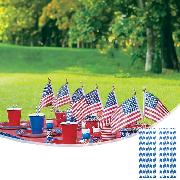 20 Pack Patriotic Plastic Straws - Red White Blue Disposable Drinking Straws for 4th of July Independence Day Memorial Day Veterans Day Party Supplies