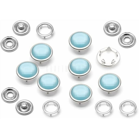 20 Pack Pearl Snap Fasteners for Western Shirts, 10.5mm, Washable Pearl-Like Buttons (Sky Blue)