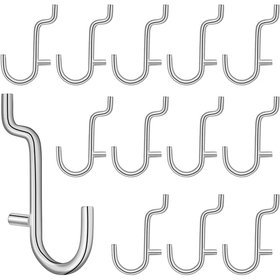 20 Pack Pegboard Hooks, 304 Stainless Steel J Hooks for Tool Storage, Garage Organization & Workbench Fits 1/8" 1/4 inch Peg Boards, 35lbs Load Capacity