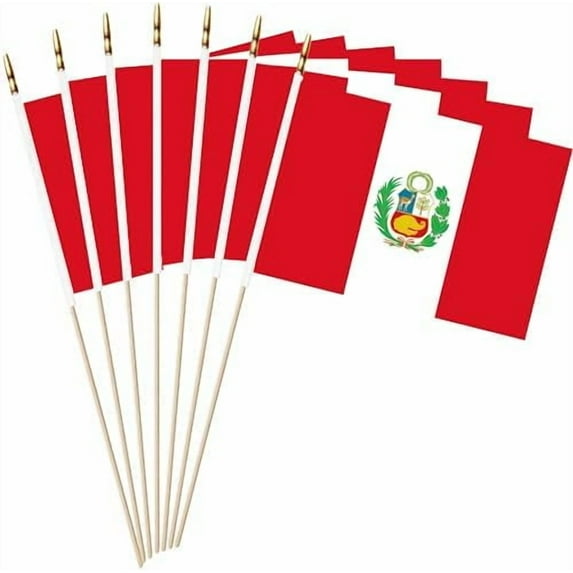 AZ FLAG - Peru Mini Banner - 6'' x 4'' - 100% Polyester Peruvian Small Pennant for Car - Double-sided Flag with Suction Cup Hanger