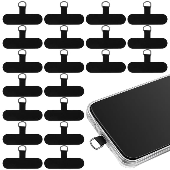 20 Pack Phone Tether Tab for iPhone, Cell Phone Lanyard Patch, Phone Strap Replacement Part for All Full Phone Cases (Black)