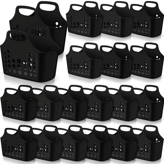 20 Pack Plastic Baskets with Handles Portable Shower Caddy Storage Baskets Assorted Multicolor Reusable Caddy tote Organizer Bin for Bathroom Dorm Communal Showers Kitchen, 10.6" x 6" x 10"
