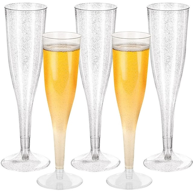Boriyuan 20 Pack 4.5 Oz Disposable Clear Plastic Champagne Flutes