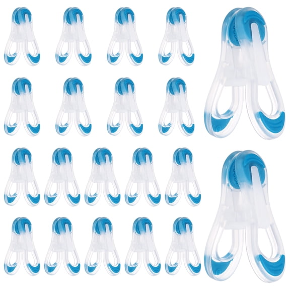 20 Pack Plastic Clothespins, Multi-Purpose Food Package Pins, Spring Drying Line Pegs, Windproof And Non-Slip, Suitable For Towel Drying, And Sock Clipping, Clear Blue