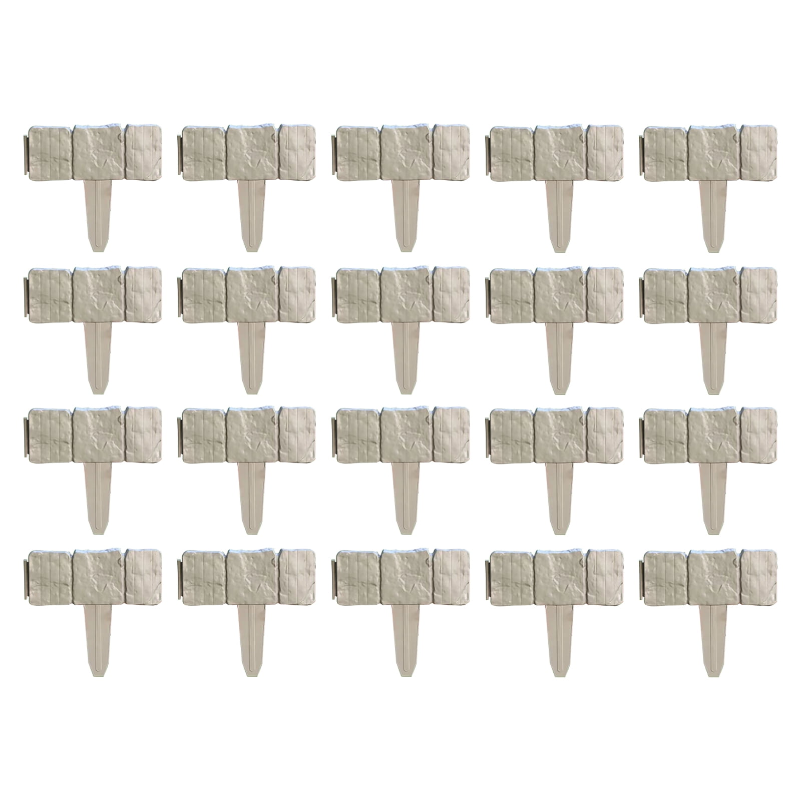 20 Pack Plastic Garden Border Fence Grey Stone Effect Lawn Edging Outdoor Yard Decor Gray