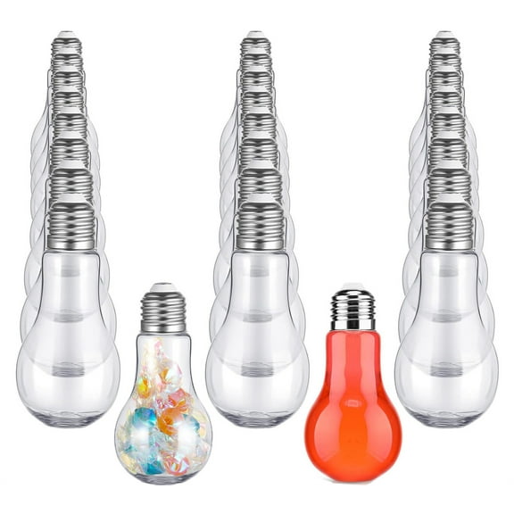 20 Pack Plastic Light Bulb Jars,TGY 100ml/3.4 Oz Clear Fillable Ornaments,Light Bulb Shape Candy Containers Clear Candy Jars for Crafts, Decorative Centerpieces, Party Favors